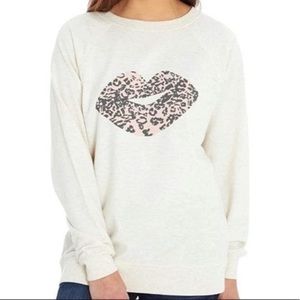 Wildfox Leopard Print Kiss Sweatshirt